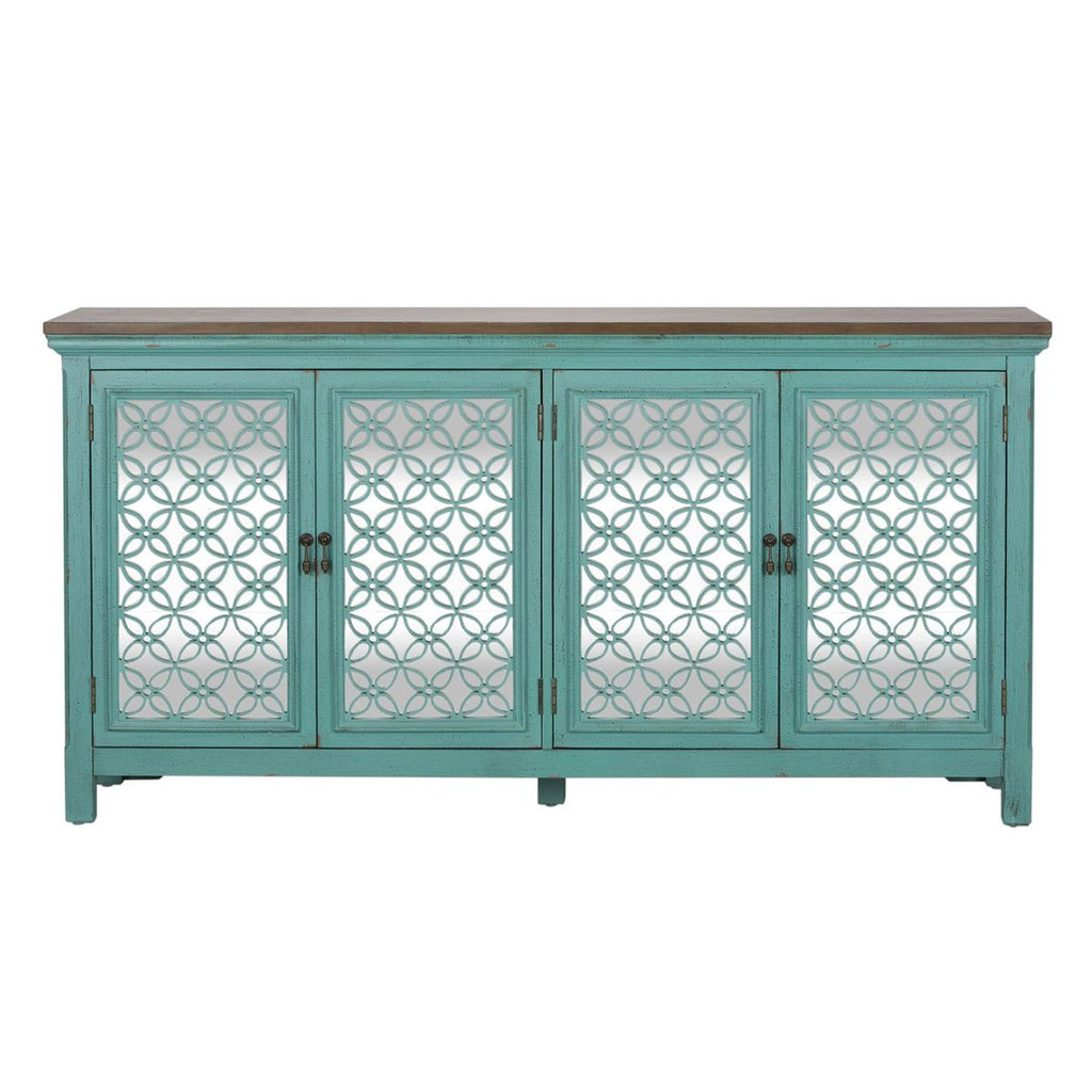 Liberty Furniture Kensington 4 Door Accent Cabinet in Turquoise image