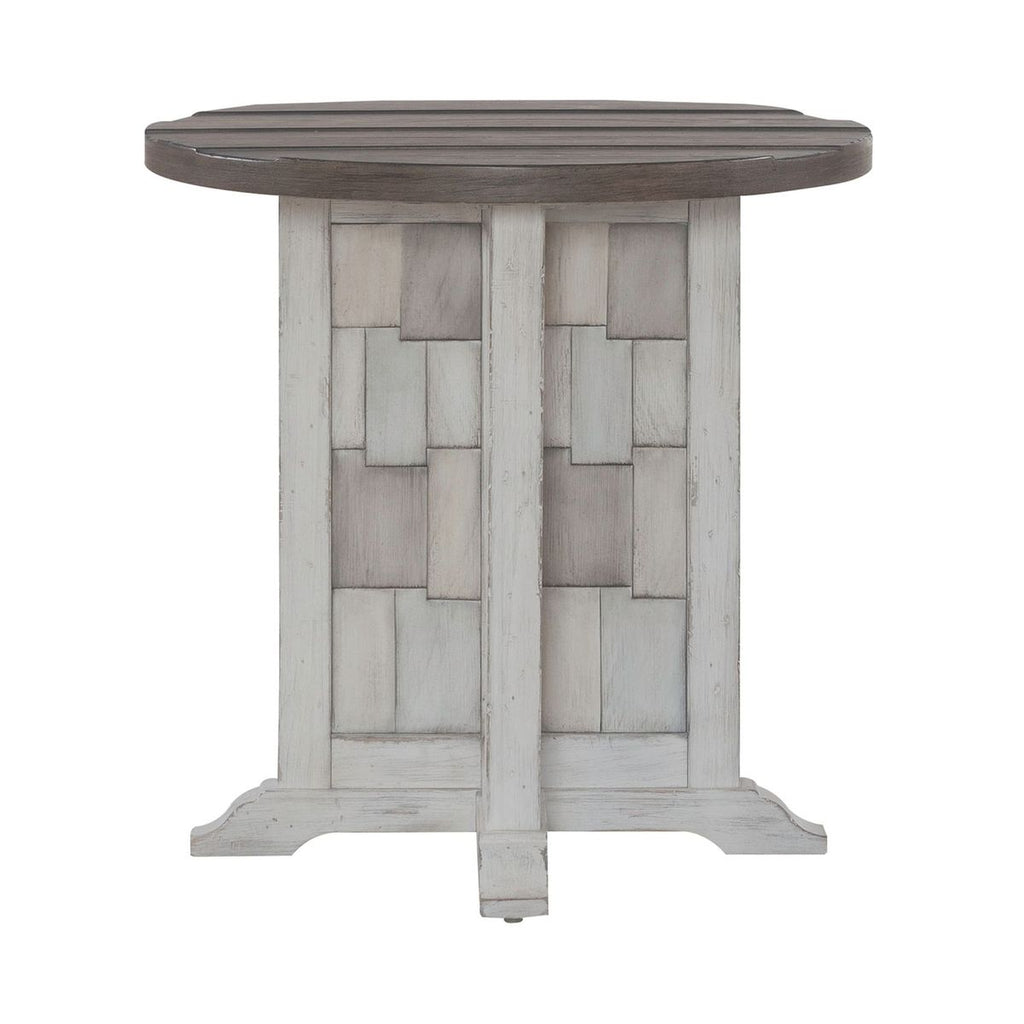 Liberty Furniture River Place Round Chairside Table in Riverstone White & Tobacco image