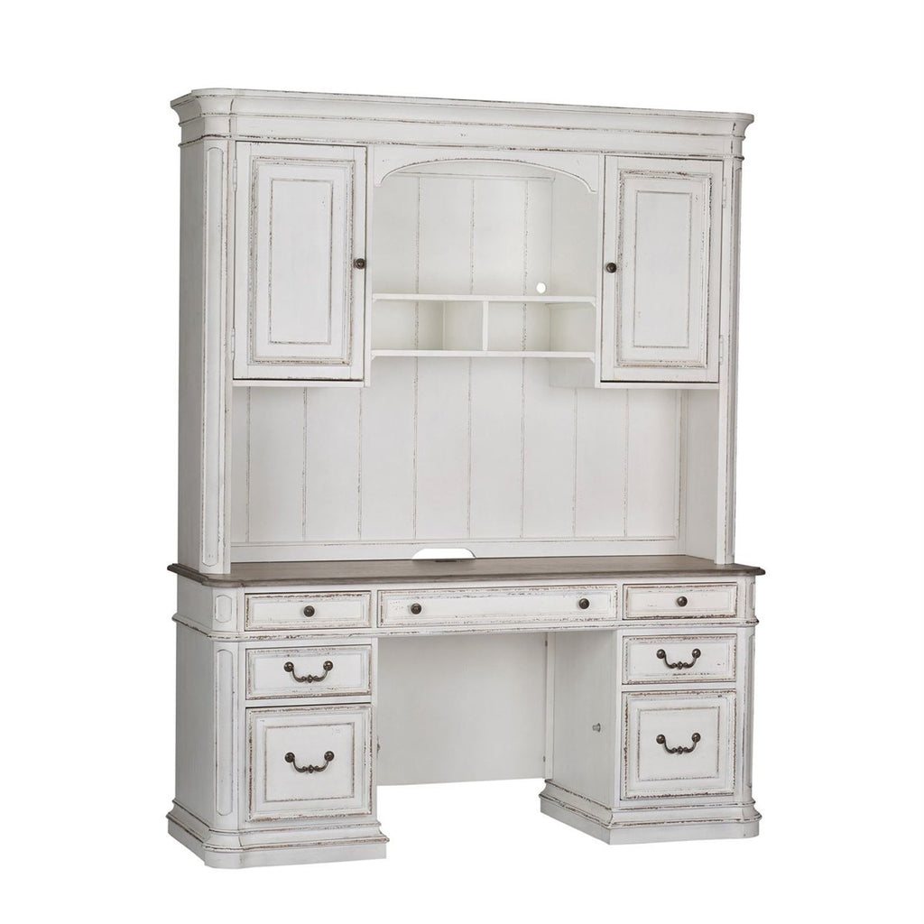 Liberty Magnolia Manor Credenza with Hutch in Antique White 244-HOJ-CHS image